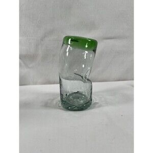 Vintage Rare Unique Hand Blown Mexican Art Glass Bent Vase #275